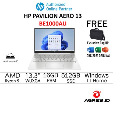 Promo Hp Pavilion Aero 13 Be1000au Be1001au Ryzen 5 5625u 16gb 512ssd W11 Gold 16gb 512ssd