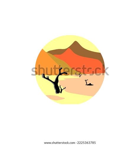 Vector Illustration Barren Desert Landscape Surrounded Stock Vector