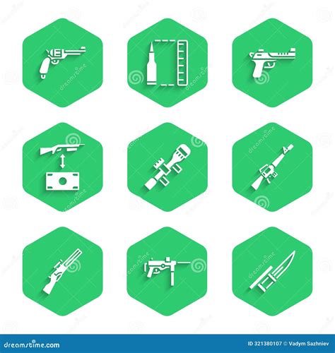 Submachine Gun With An Optical Sight Vector Illustration