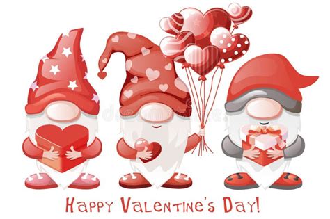 Happy Valentine S Day Cute Three Gnomes Vector Design Valentine S