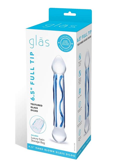 Glas Full Tip Glass Textured Dildo In Clear Blue Fantasy Hubs
