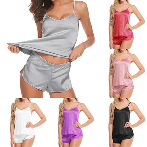 Sexy Lingerie Underwear Sleepwear Satin Silk Babydoll Lace Nightwear Pajamas Set Ebay