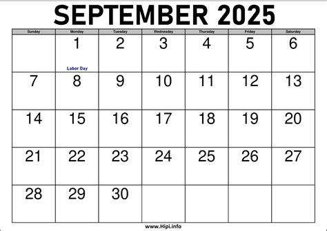 2025 September Calendar Printable With Holidays