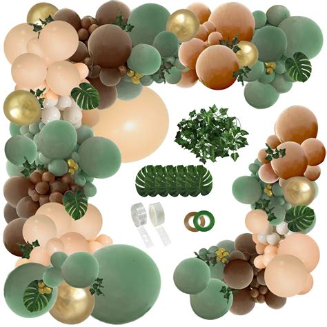 Buy Perpaol Pcs Sage Green Brown Balloon Garland Kit Jungle Safari