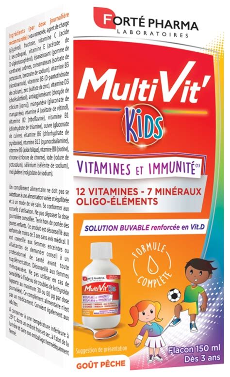MultiVit'Kids Sirop vitamines et immunité Forté Pharma - complément ...