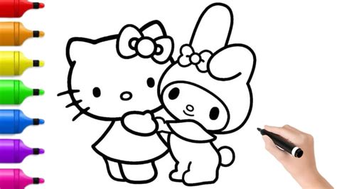 Kolay Hello Kitty Ve Kuromi Çizimi Ve Boyama Hello Kitty Nasıl Boyanır