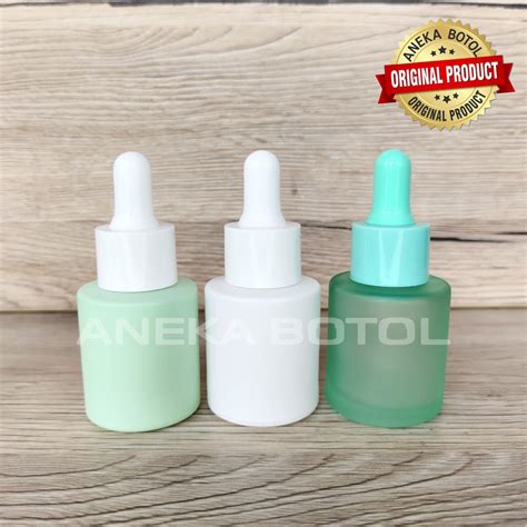 Jual BOTOL PIPET SERUM 20 ML HIJAU FROSTED PUTIH MATTE ANEKA BOTOL