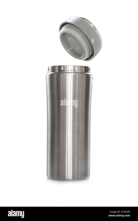 Stainless Thermos Container For Keep Hot Drink And Cool Drink Isolated On White Background Stock