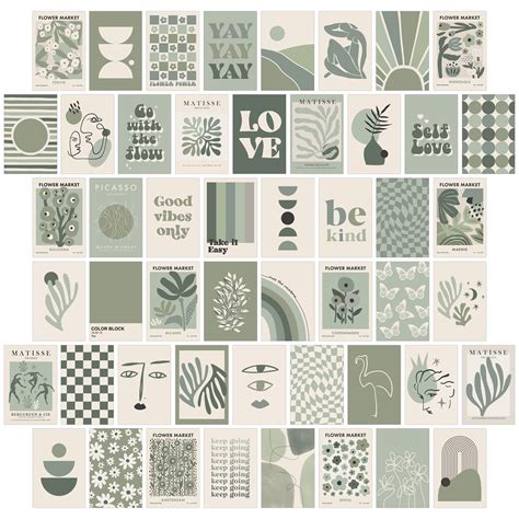 Buy Sage Green Room Decor Aesthetic Matisse Wall Collage Kit S For Room