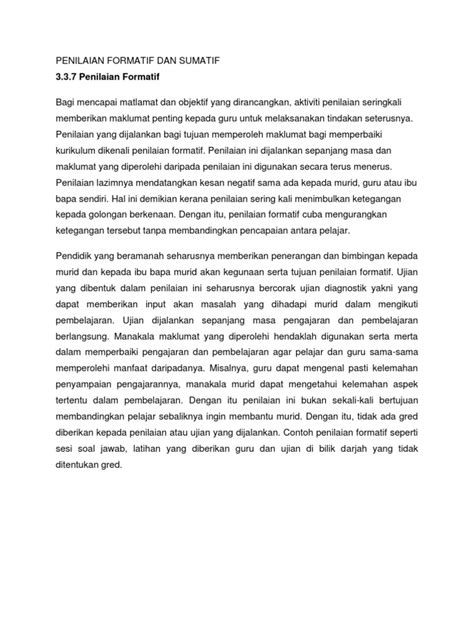 Penilaian Formatif Dan Sumatif Pdf