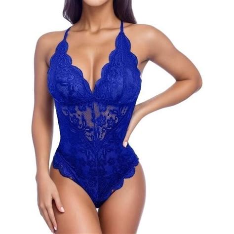 COORDONNES ENSEMBLE Lingerie Sexy Femme Body et Combinaison en Dentelle Décolleté en V Sexy