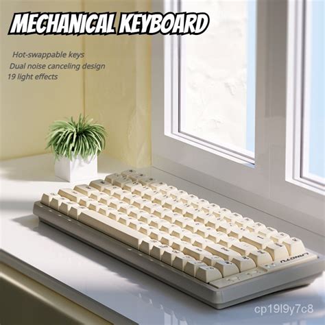 Jual ECHOME Tri Mode Mechanical Keyboard Wired Customized Keycap Hot Swappable RGB Office