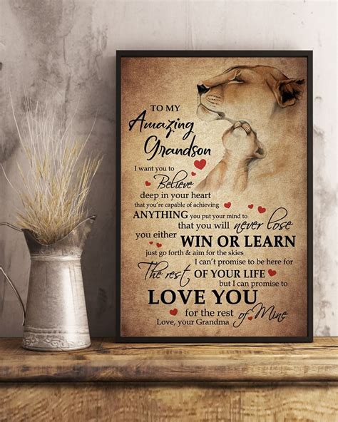 To My Amazing Grandson You Either Win Or Learn Love You Lion Vintage