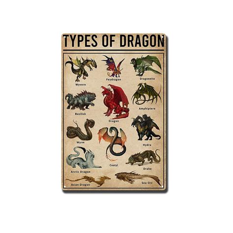 Buy Tin Metal Signs Types Of Dragon Dragon Knowledge Knowledge Dragon