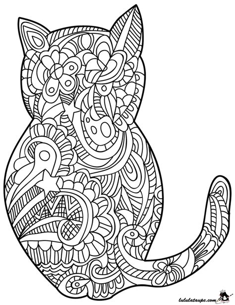 Coloriage Antistress Un Chat Lulu La Taupe Jeux Gratuits Pour Enfants