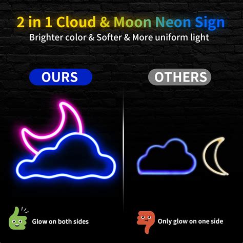 Neon Sign Jtlmeen Cloud And Moon Led Neon Light Neon Lights Sign For