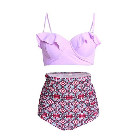 SHANNA Women S High Waist Bikini Set Push Up Padded Top 2 Piece Bathing Suit Swimsuit Plus Size