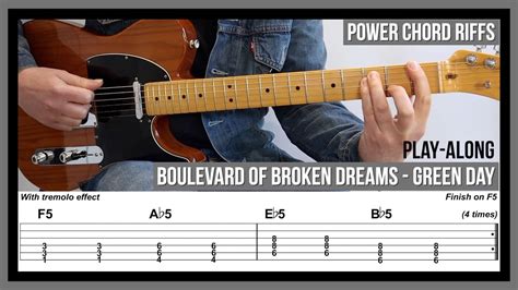 Boulevard Of Broken Dreams Tab Power Chord Guitar Riffs Green Day