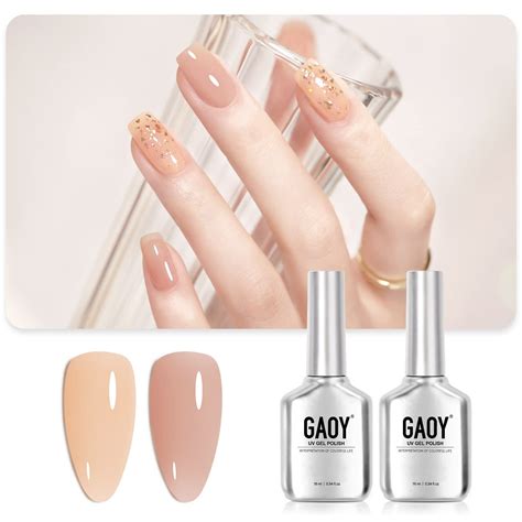 Amazon GAOY Nude Gel Nail Polish 2 Colors 16ml Icy Jelly Pink Sheer Soak Off UV Gel