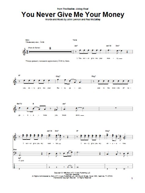 You Never Give Me Your Money By The Beatles Bass Tab Guitar Instructor