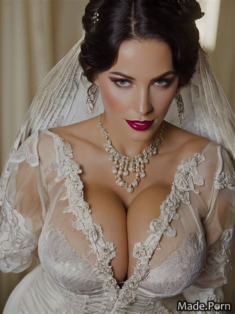Porn Image Of Wife White Wedding Gigantic Boobs Big Tits Woman Blouse Created By AI