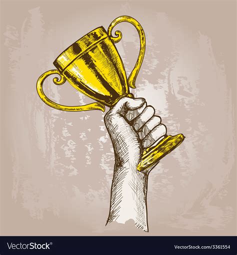 Hand Holding Trophy Royalty Free Vector Image Vectorstock