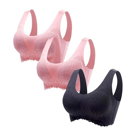 Naughtyhood 3 Pack Women Bra Lace Breathable Sexy Bra Wire Free Underwears Sports Lingerie Woman