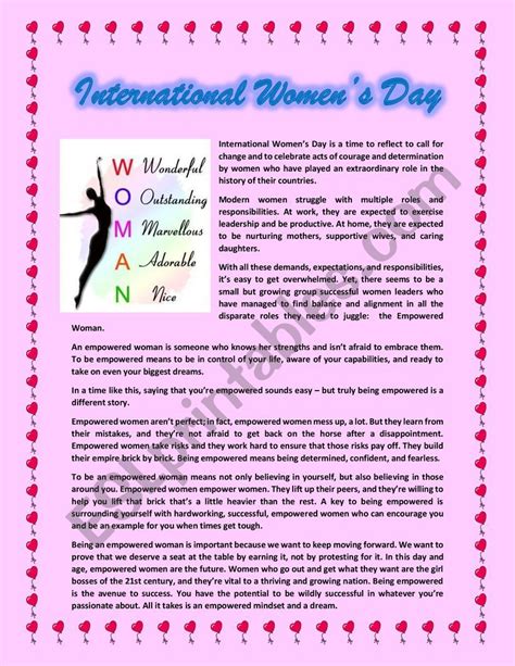 Free Printable International Women S Day Worksheet