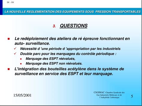 PPT LA NOUVELLE REGLEMENTATION DES EQUIPEMENTS SOUS PRESSION