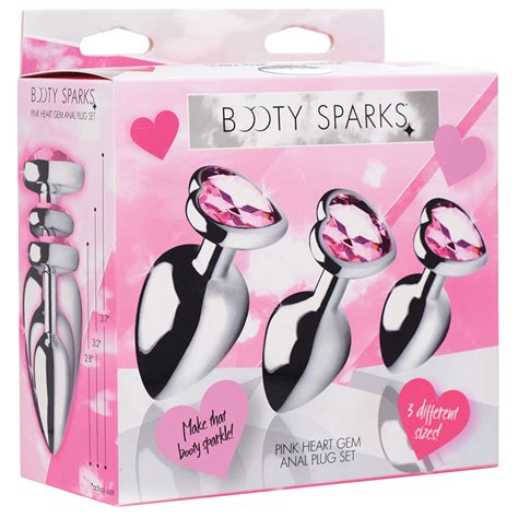 Anal Toy Booty Sparks Pink Heart Gem Anal Plug Set