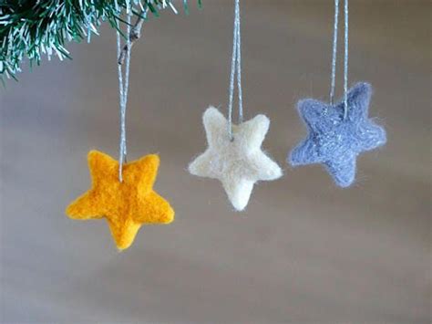 Needle Felted Star Decorations Hanging Christmas Tree Etsy Felt