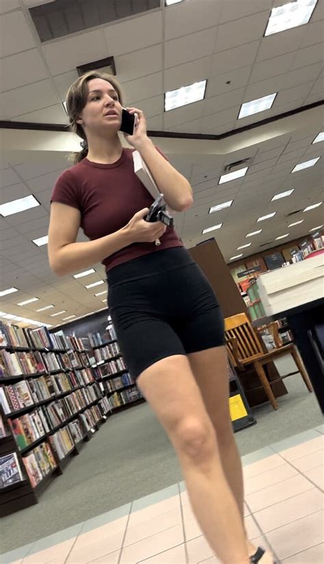 Tall Leggy Blonde With Solid VPL Wedgie Bending Over In Biker Shorts Always Oc Short Shorts