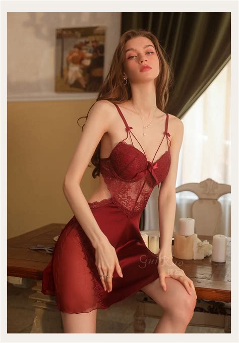 Satin Silk Padded Bra Cup Ribbon Babydoll Sleepwear Sexy Lingerie Nightwear Baju Tidur Seksi