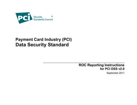 Roc Reporting Instructions Pci Security Standards Council