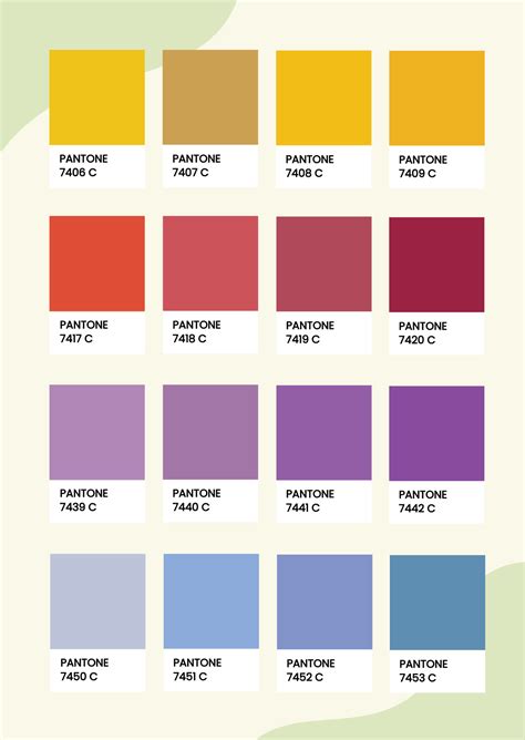 Pantone Color Chart Download Color Chart For Free Pdf Or Word Pantone