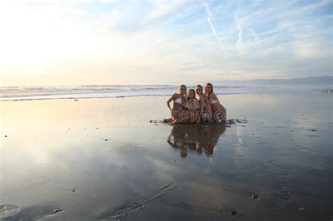 Quattro Modelli Sexy Del Bikini Fotografia Stock Immagine Di Scenico Modello