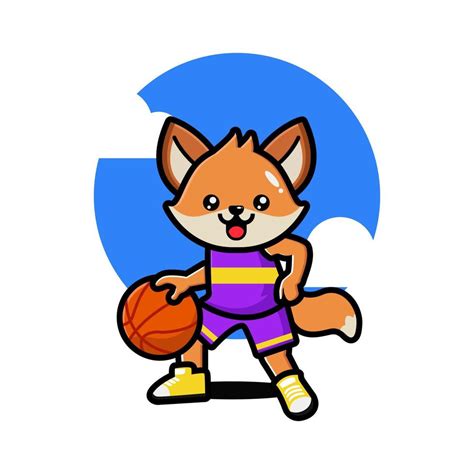 Happy cute fox playing basketball 12788624 Vector Art at Vecteezy