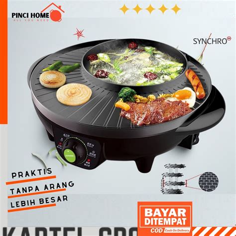 Jual Alat Pemanggang Hot Pot And Shabu Elektrik Bulat Serbaguna Anti Lengket Bakaran Listrik