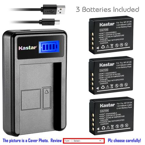 Kastar Battery LCD USB Charger For Fuji NP W126 NP W126s Fujifilm X