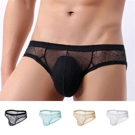 SHEER MESH LOW Rise G String Bikini Briefs With Bulge Pouch For Men S