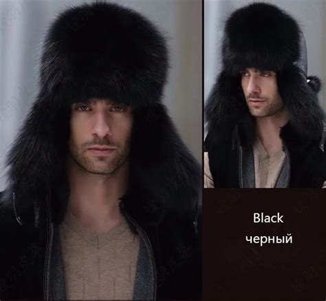 JKP натуральная из натуральной черно-бурой лисицы меховые шапки мужские ...