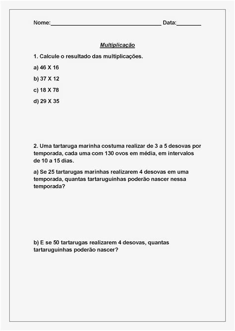 Problemas De Matematica 5 Ano Multiplicação E Divisão Com Resposta