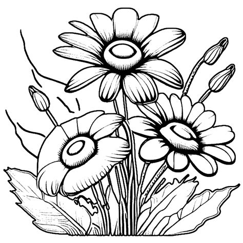 Flower Bouquet Coloring Page · Creative Fabrica