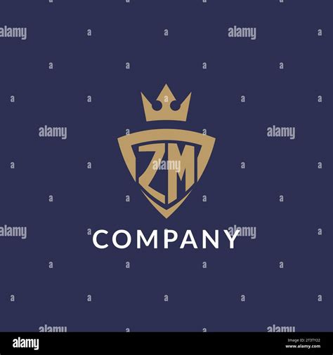 Zm Logo With Shield And Crown Monogram Initial Logo Style Vector File