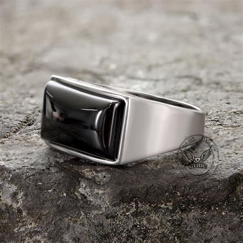 Black Zircon Stainless Steel Minimalism Ring Gthic