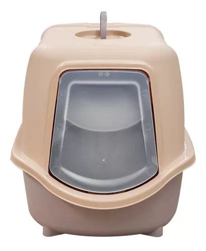 Inodoro sanitario cerrado con forma de gato nuevo plástico para mascotas color beige nude