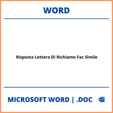 Risposta Lettera Di Richiamo Fac Simile Word