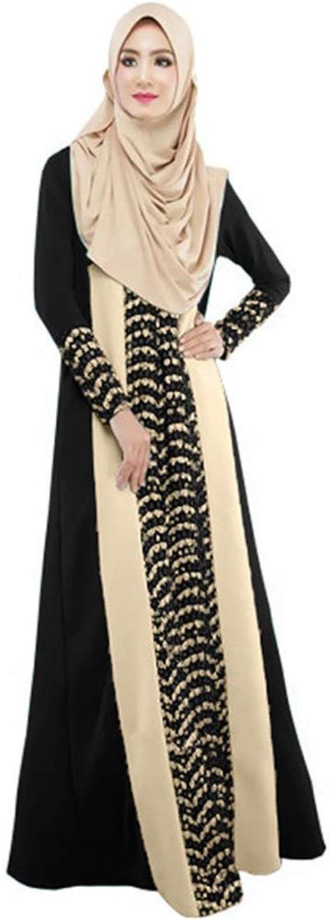 Langes Maxikleid für Damen Dubai Ethnic Patchwork Kleid Islam Abaya