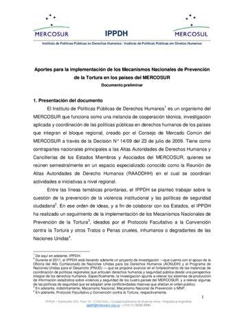 Aportes Para La Implementacion De Los Mecanismos Nacionales De