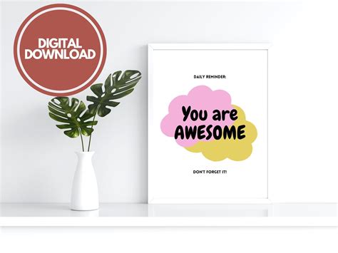 You Are Awesome Poster You Are Awesome Sign Motivational Print